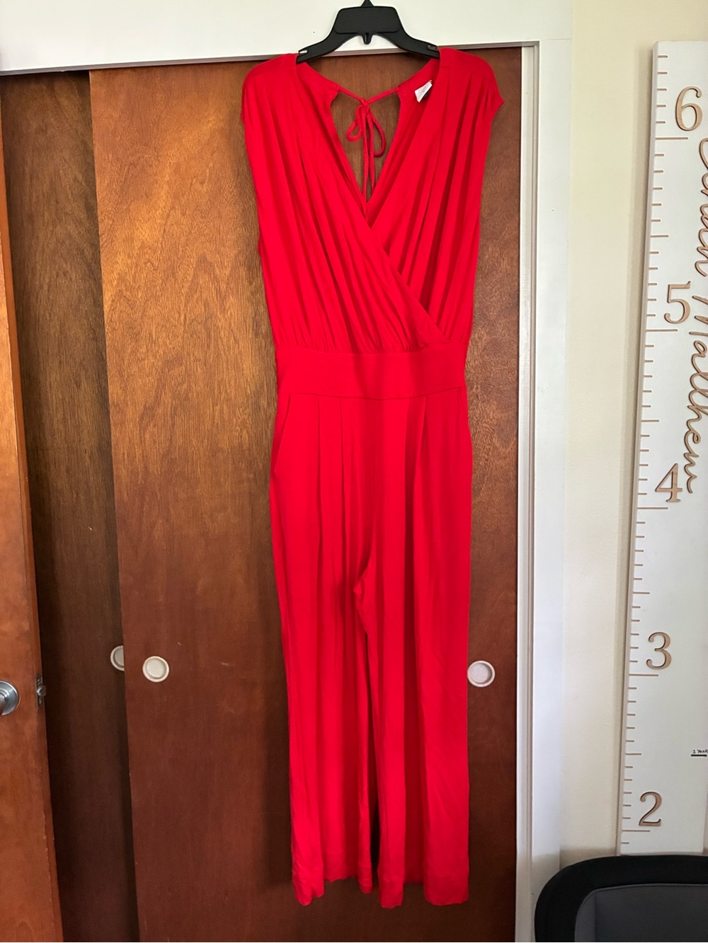 CAbi Red Jumpsuit with Tie Back
